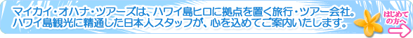 �}�C�J�C�E�I�n�i�E�c�A�[�Y�́A�n���C���q���ɂ��闷�s�E�c�A�[��ЁB�n���C���E�q���ό��ɐ��ʂ������{�l�X�^�b�t���A�S�����߂Ă��ē��������܂��B