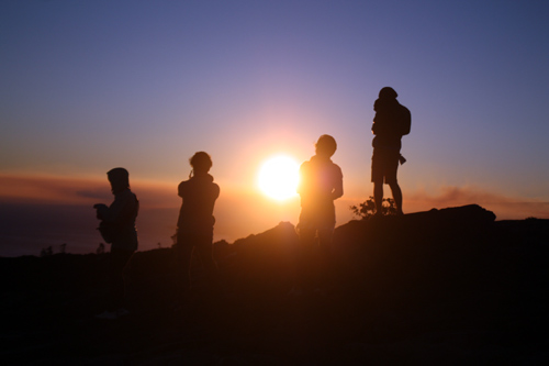 溶岩台地で見る夕日は最高です